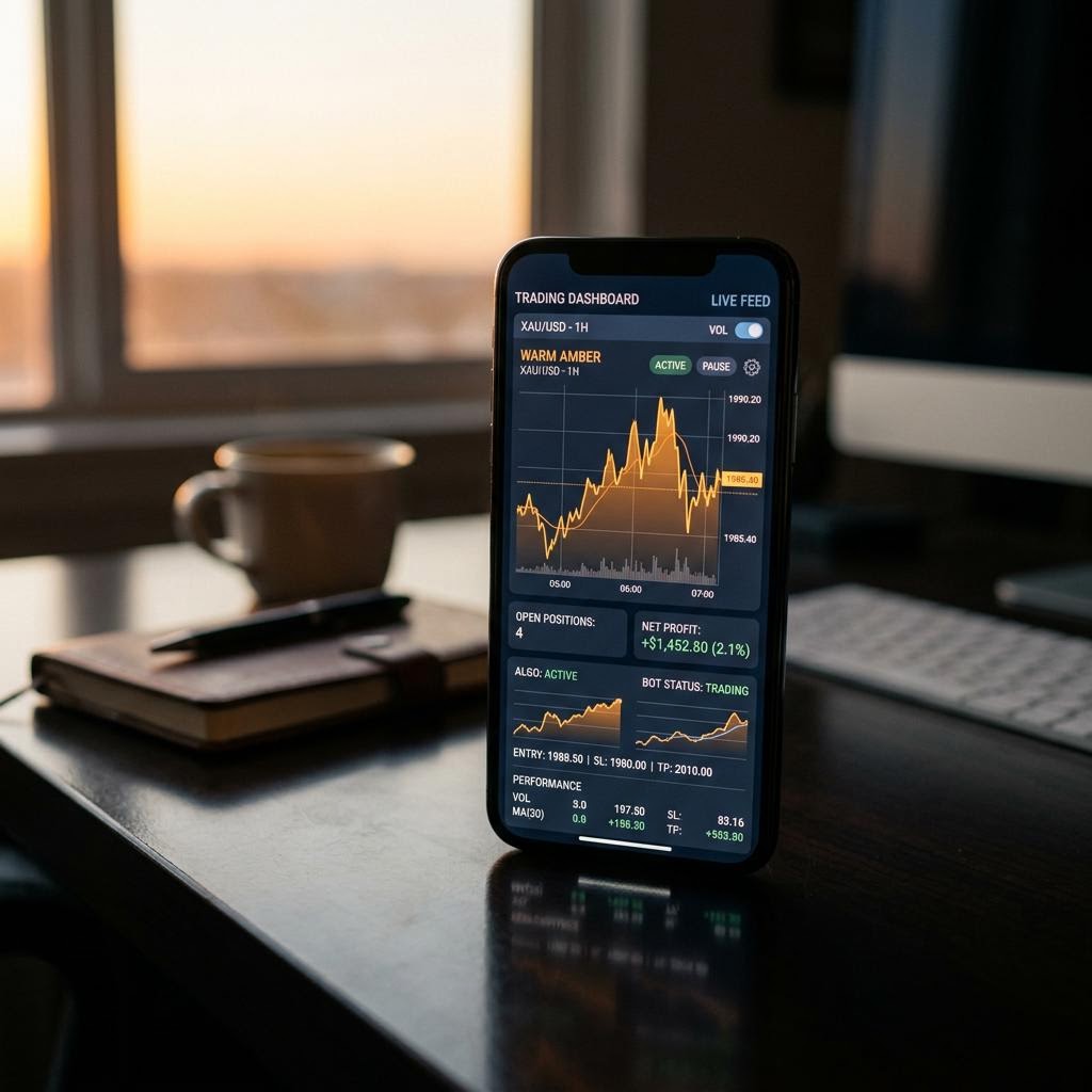 Interface logicielle de la plateforme de trading crypto IA Amplia Valorinde sur smartphone